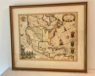 Item 172:  Daniel Derveaux Carte des pays d'Amérique Septentrionale - 20.25" x 19.5":  $140