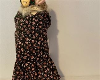 Item 193:  Sealskin doll by Ursula Paniyak, Chevak Alaska- glass bead eyes and teeth  - 10.5":  $395