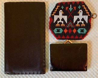 Item 427:  Black wallet and two coin purses, one beaded:  (3)...$24.00