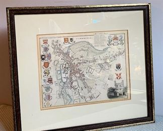 Item 156:  Antique City Map of Cambridge by Thomas Moule- 16.25" x 14.25":  $125