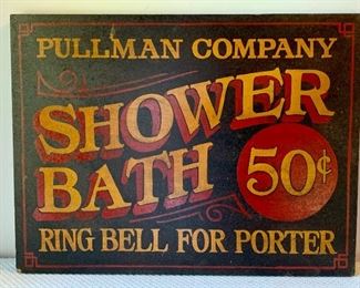Item 190:  Shower Bath Sign - thick heavy particle board - 17" x 13":  $25.00