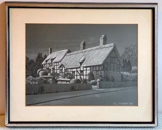 Item 151:  Charcoal on paper by Bill Cheeseman, framed - 16" x 13":  $75.00