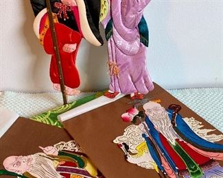 Item 163:  (2) Asian paper cuts & (2) hanging figures 10.5":   $25