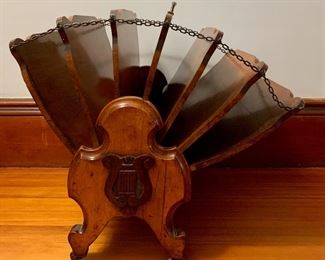 Item 133:  Antique Victorian Sheet Music Divided Rack (19" fully closed): $150 There is a slight issues with the right side, bottom, that prevents this item from standing up tight - please make appointment if you would like to see up close!