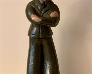 Item 205:  Vintage 1943 WWII Army Soldier Stonetone Chalkware Figurine - 9.25" tall: $45