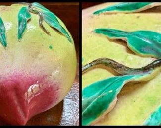 Asian Fruit - note detail of small chips to leaves in right picture.