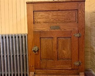 Item 232:  Henry N. Clark- Boston, MA "Crescent" Ice chest - 25.75"l x 17.25"w x 40.25"h:  $150