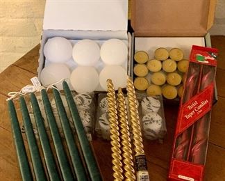 Item 503:  Lot of candles with three gold twist candles:  $25