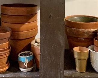Item 359:  Lot of Terracotta Pots (with one ceramic on right side): $22