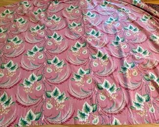 Item 595:  Large swath of pink and green vintage barkcloth - plenty to make something with: $200
