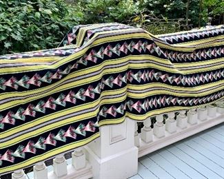 Item 277:  Fabulous, large length of vintage fabric (yellow, black, green and pink) - 3 yards: $125