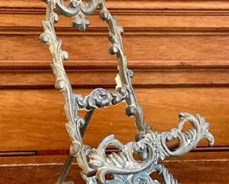 Item 288:  Antique Brass Picture or Dish Stand - 9.75": $25