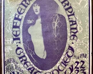 Item 291:  Jefferson Airplane vintage concert poster at the Avalon Ballroom (3rd printing) - 14" x 20":  $200 