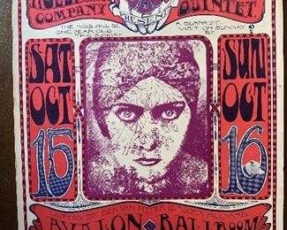 Item 292:  Big Brother & The Holding Company vintage concert poster from the Avalon Ballroom (3rd printing) - 14" x 20":  $200