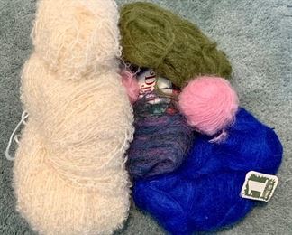 Item 572:  Mohair, tan, blue, purple, green and pink: $10