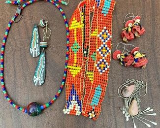 Item 261:  Lot of assorted jewelry - 4 sets of earrings and 2 necklaces:  $24.00