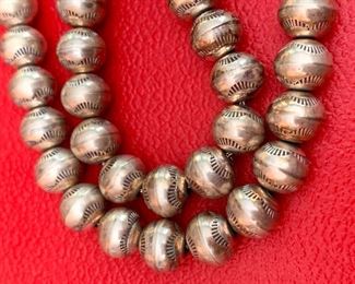 Close up of sterling necklace.