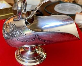 Item 348:  Silverplate sugar bowl with scoop:  $65