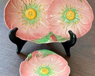 Item 307:  Carlton Ware Pink Flower, Double and Single Plate: $85                                                                                                                     Double - 9.25" x 2.25"