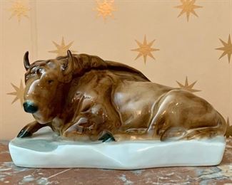 Item 317:  Zsolnay Porcelain Buffalo - 4":  $75