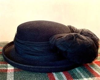 Item 467:  Vintage Black Wool Hat with Bow: $65