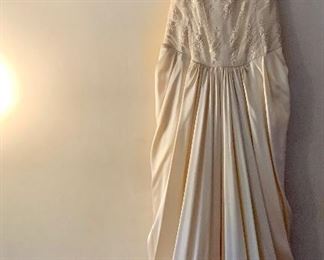 Item 468:  Vintage silk gown with beaded bodice:  $65