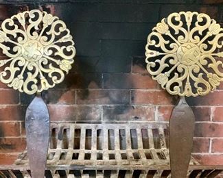 Item 334:  Vintage Pair of Virginia Metal Crafters Andirons - 18" x 22":  $450