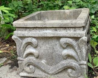 Item 395:  Large cement planter - 16"l x 16.5"w x 14"h: $65