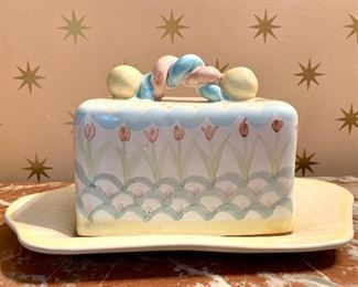 Item 600:  MacKenzie Child's butter dish - 10.25" x 5": $45