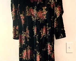 Item 610: Stunning Ilana Wolf Floral Velvet Coat with Purple Tinged Bordeaux Fox Fur Collar: $165