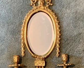 Item 637:  Brass mirror candle holder - 11" x 23.5":  $75