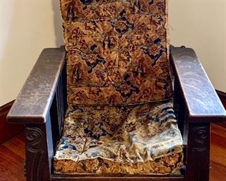 Item 139:  Antique English Morris Chair with original cushions- Needs lots of TLC! - 30"l x 23"w x 38.5"h: $550