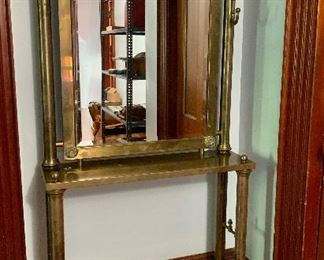 Item 647:  Antique brass foyer piece - 34.5"l x 10.5"w x 77"h:  $495