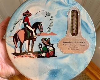 Item 642:  Vintage Boston advertising thermometer "Queensbury Liquor co. Queensbury St:  $45
