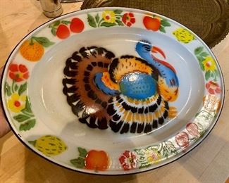 Item 643:  Enamel painted metal turkey tray: $24