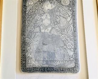 Marsha McCarthy, drawings on clay, “Mother Nature”: $150