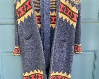 Approximately size 8 - heavy gauge, double knit, full length wool sweaters crafted on nail looms by prisoners in a jail in San Miguel de Allende, Mexico in 1975. How cool is that!: $175