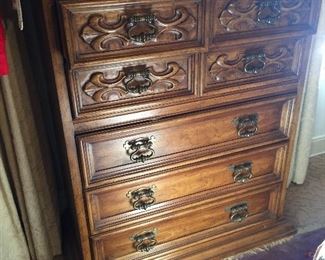1970 Drexel bedroom set $350 for the whole set. Solid wood construction in beautiful condition two dresses nightstand  and the bed (if you wish). The nightstand has a little condition issue other than that a perfect set