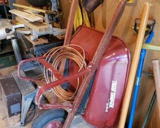 Wheelbarrow 
Copper tubing, etc.