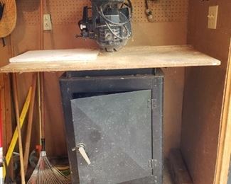 Table/saw attached with cabinet below