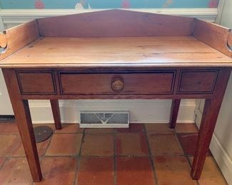 Vintage Farmhouse Table with Gallery and One Drawer