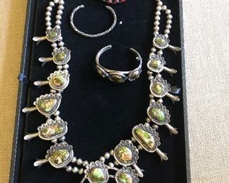 Squash blossom necklace with matching bracelet