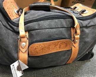 New with tags! Montana Silversmith rolling luggage SPECIAL EDITION monogrammed  Grand Ole Opry. LEATHER & CANVAS