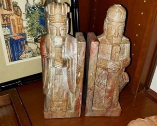 Chinese carved stone bookends