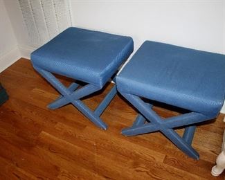 Blue upholstered stools