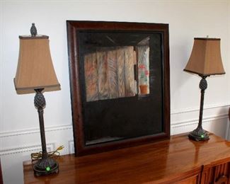 Lamps, original oil painting signed "Keas"