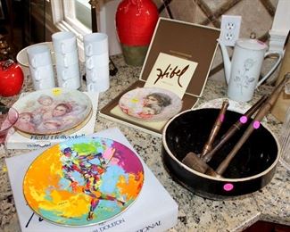 Collector plates, stoneware mixing bowl