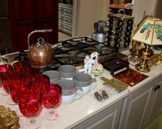 Brass lamps, glasses, and more!