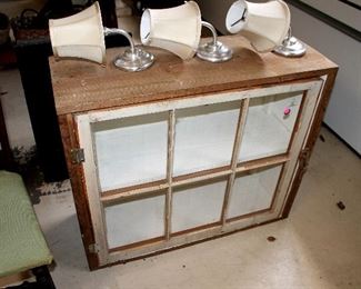 Window door cabinet, sconces