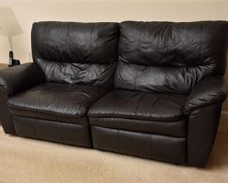 32. Black Leather Recliner Sofa